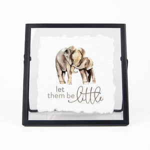 Let Them Be Little Elephants Handmade Paper Metal Stand Framed Art