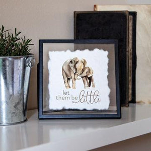 Let Them Be Little Elephants Handmade Paper Metal Stand Framed Art