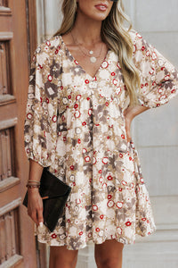 Abstract Thought TAN Floral Print Dress