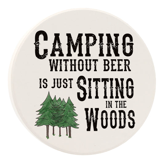 Camping Without Beer Car Coaster