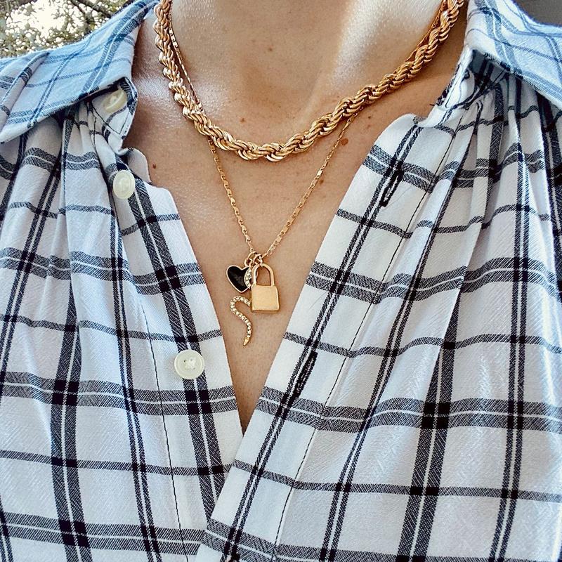 Mason Rope Chain Necklace, Worn Gold