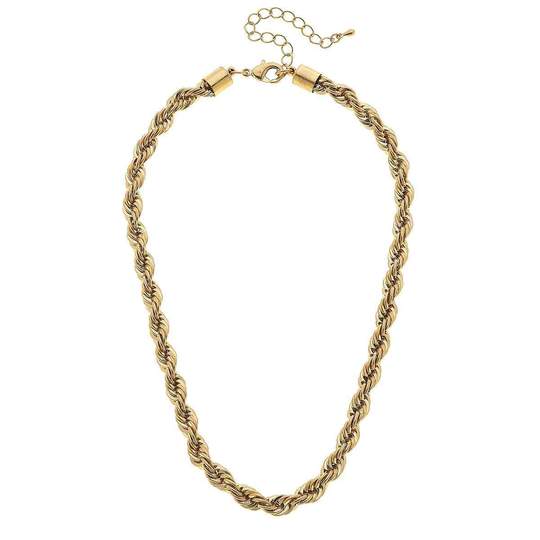Mason Rope Chain Necklace, Worn Gold