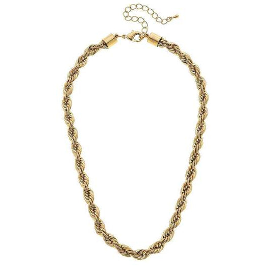 Mason Rope Chain Necklace, Worn Gold