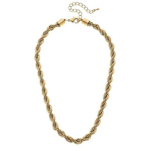 Mason Rope Chain Necklace, Worn Gold