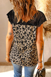 Luxe For Less: LEOPARD Eyelash Lace Trim Sleeveless Top