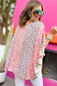 Seriously Sassy Multicolor Animal & Floral Print Poncho Top