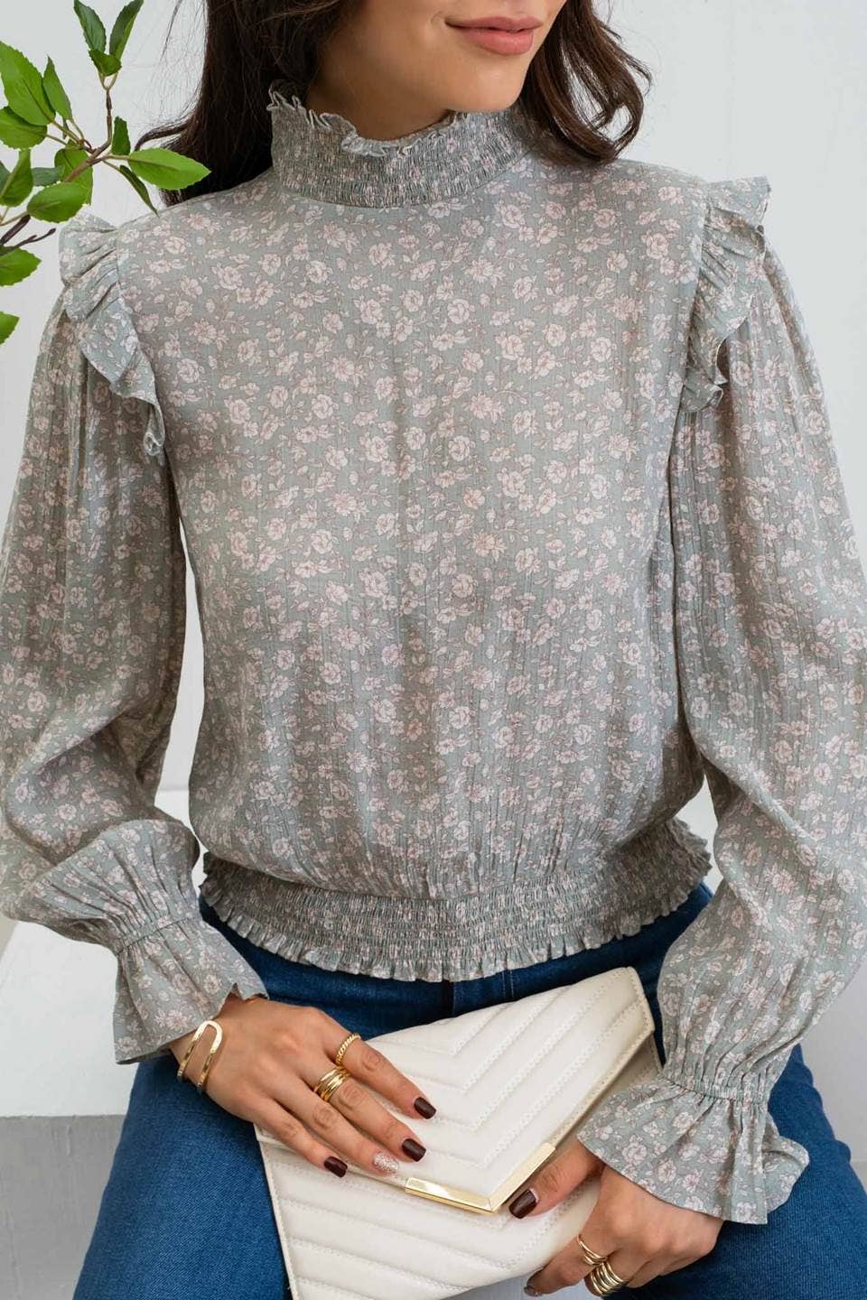 Romancing Life (Sage) Floral Blouse