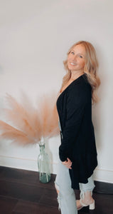 Have It All BLACK Wood Button Cardigan