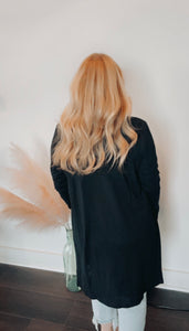 Have It All BLACK Wood Button Cardigan
