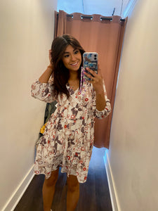 Abstract Thought TAN Floral Print Dress